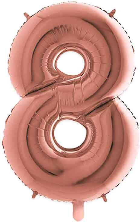 Graziano Palloncino Mylar Numero 8 Rosa Gold Medio 14&#039;&#039; 35 Cm