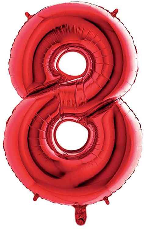 Graziano Palloncino Mylar Numero 8 Rosso Medio 14&#039;&#039; 35 Cm