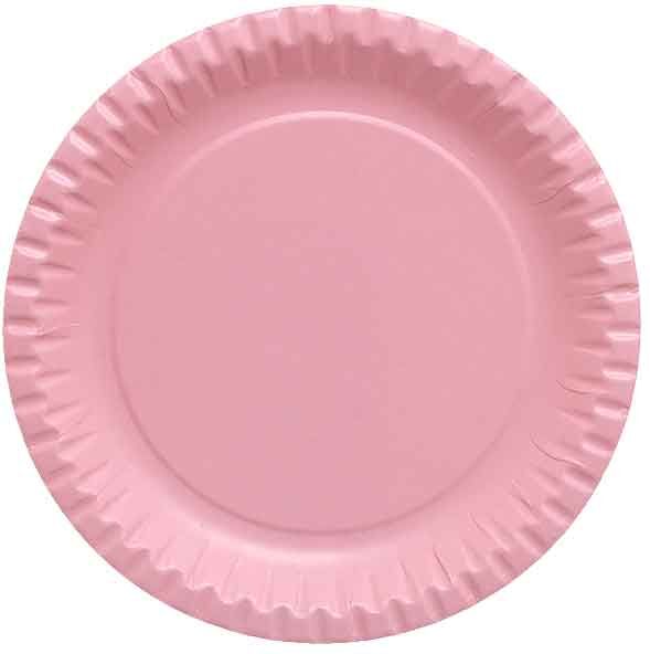 10 Piattini Di Carta Rosa In Cartoncino Per Feste Dopla Party Ø18 Cm