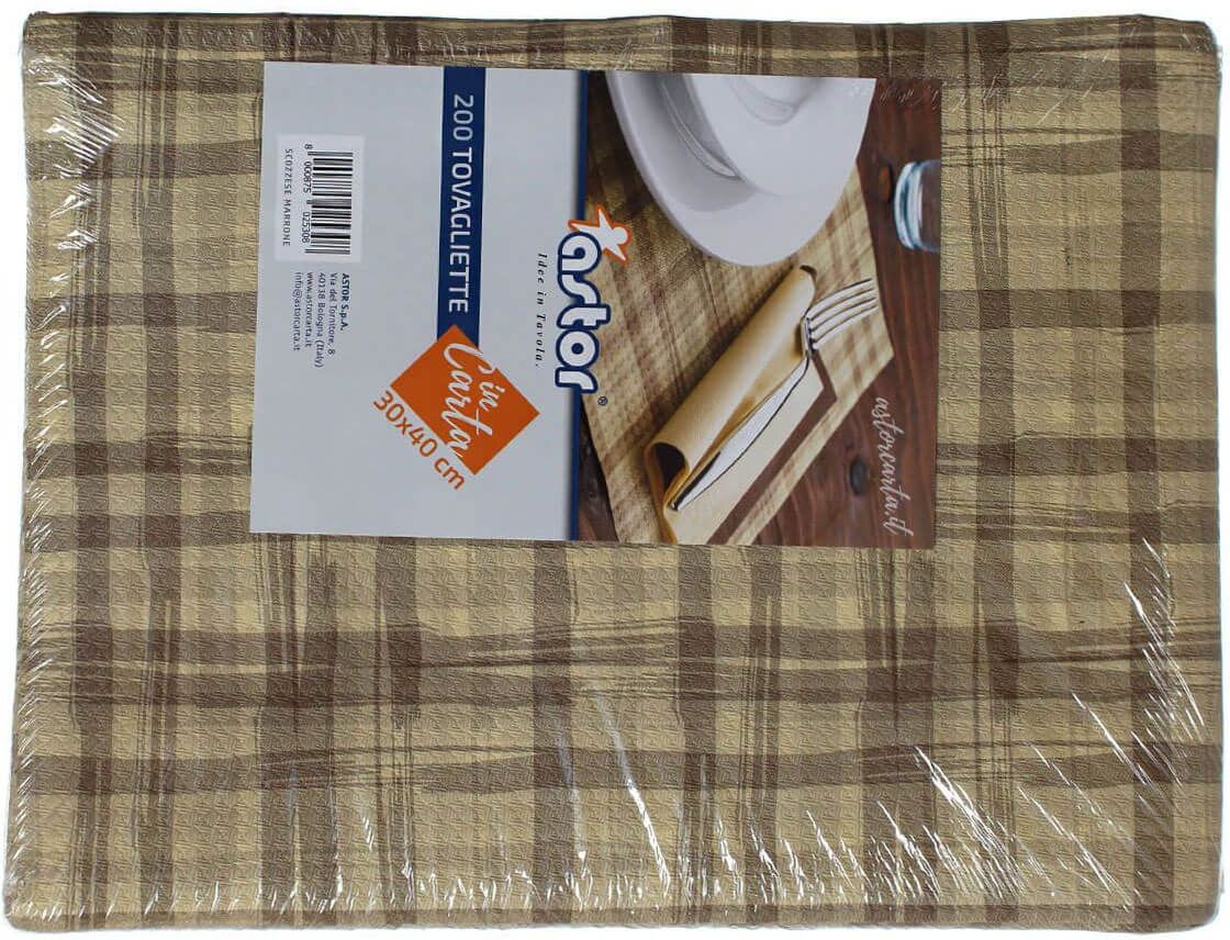 Astor 200 Tovagliette Americane Da Tavola Usa E Getta 30x40cm Scozzese Marrone