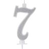 Graziano Candelina Compleanno Numero 7 Sette In Cera Glitter Argento H 13 Cm