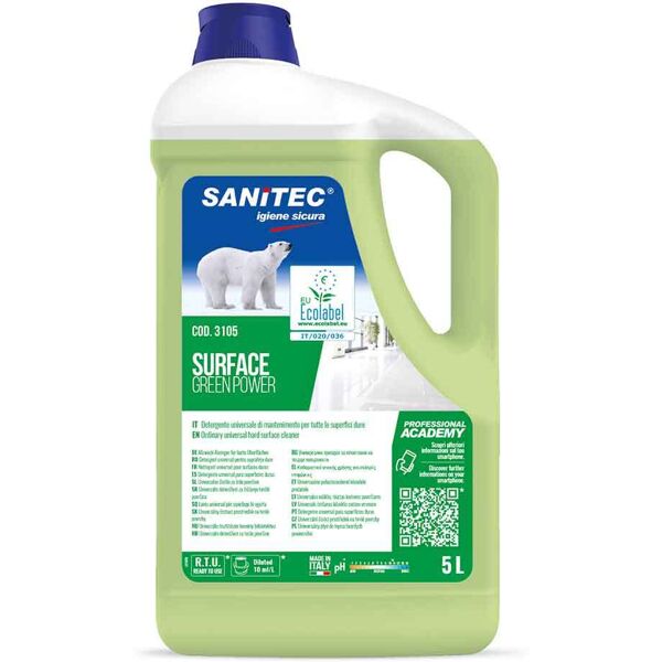 surface green power detergente ecologico per superfici sanitec 5 l