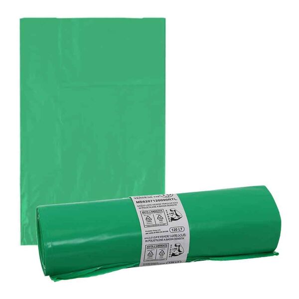 bio extrusion 10 sacchi spazzatura verdi extra resistenti in plastica ldpe 90 x 120 cm