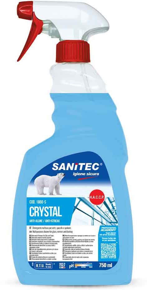 crystal detergente spray vetri e multiuso antialone sanitec 750 ml