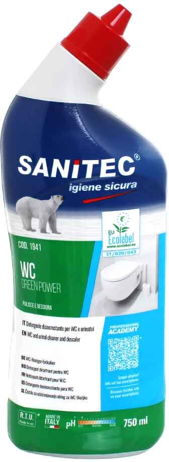 wc gel green power detergente disincrostante ecologico sanitec 750ml