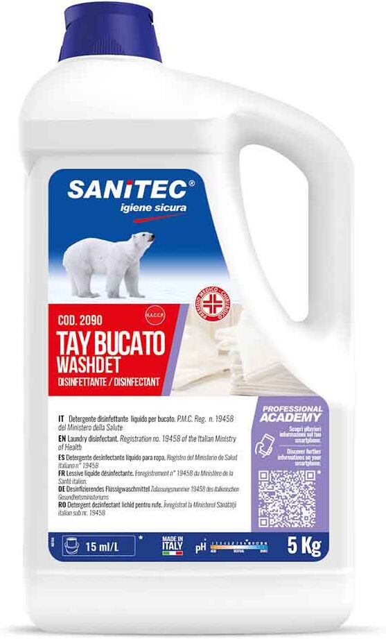 tay bucato washdet detergente disinfettante per lavatrice sanitec 5 l