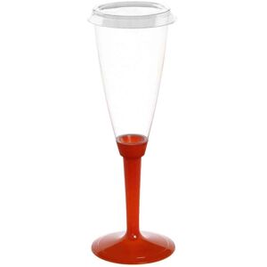 Poloplast 120 Flutes Calici In Plastica Gambo Alto Arancio Con Coperchio