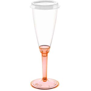 Poloplast 120 Flutes Calici In Plastica Gambo Alto Arancio Fluo Con Coperchio