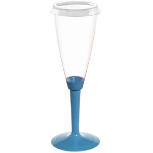 Poloplast 120 Flutes Calici In Plastica Gambo Alto Azzurro Con Coperchio