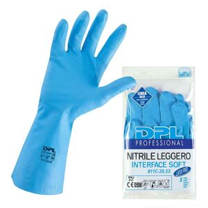 1 Paio Guanti Lunghi Da Lavoro Icoguanti Nitrile Leggero Blu 33 Cm