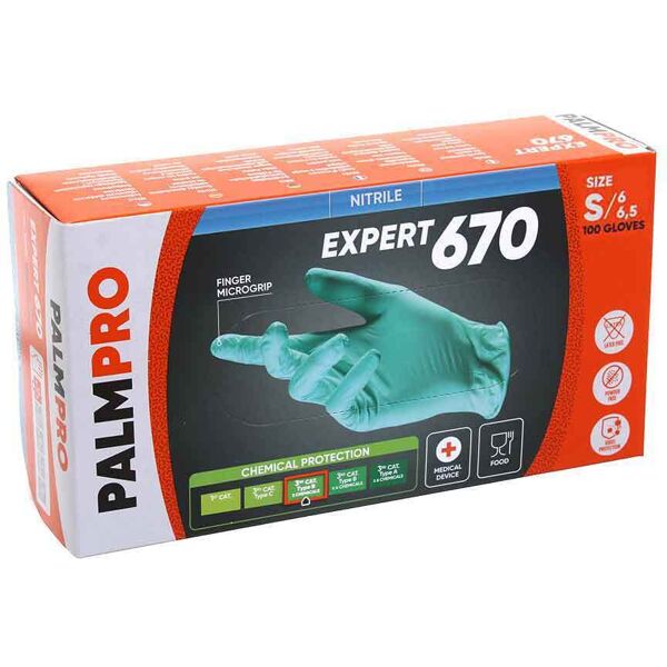 100 guanti nitrile verde icoguanti palmpro expert 670 taglia s 6-6,5