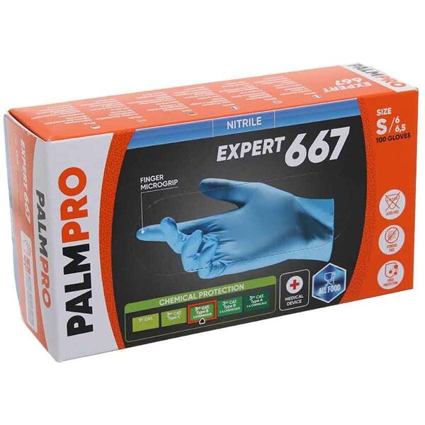 100 guanti nitrile azzurro icoguanti palmpro expert 667 taglia s 6-6,5