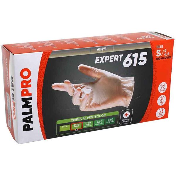 100 guanti in vinile trasparenti icoguanti palmpro expert 615 s 6-6,5