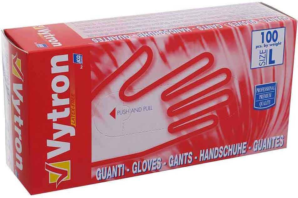 100 Guanti In Vinile Icoguanti Vytron Latex Free Trasparenti L 8-8,5