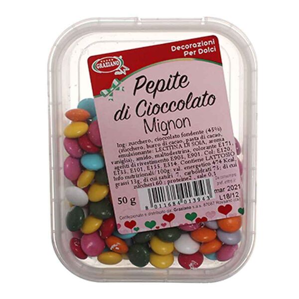 graziano confetti mignon di cioccolato colorato per decorazioni 50 g