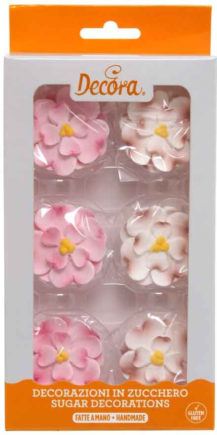 6 decorazioni fiori per torte fiori di corniolo rosa bianco in zucchero decora