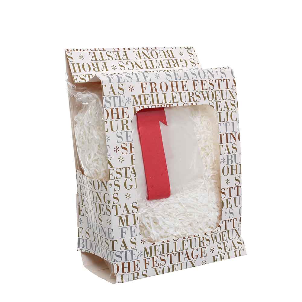 imballaggi alimentari set per cesti natalizi con carta bianca foglio in plastica e fiocco rosso