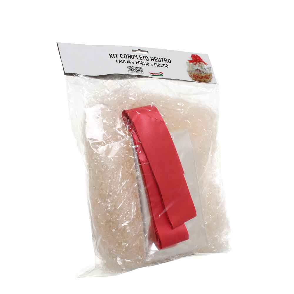 imballaggi alimentari set per cesti natalizi con paglia trasparente foglio in plastica e fiocco rosso