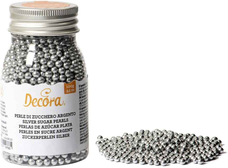 Perle Di Zucchero Color Argento Per Decorazione 100 G Decora