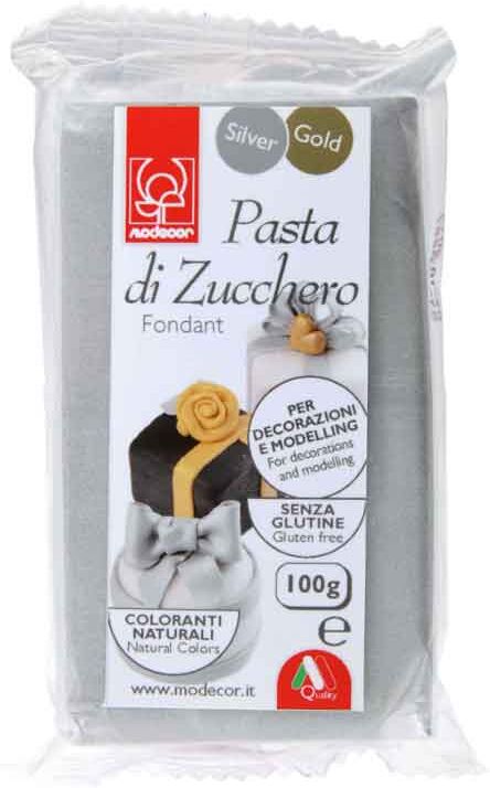 Modecor Pasta Di Zucchero Argento Per Modelling E Decorazioni 100 G