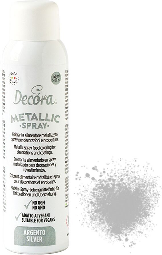 Colorante Spray Argento Metallizzato Per Alimenti 150 Ml Decora