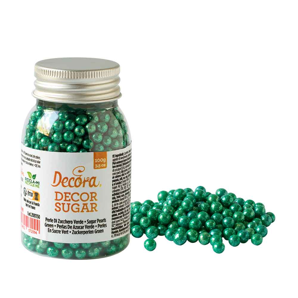 Perle Di Zucchero Color Verde Per Decorazione 100 G Decora