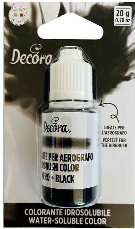 Colorante Liquido Idrosolubile Per Aerografo Nero 20 G Decora