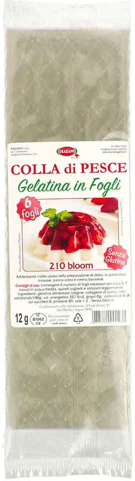 Graziano Gelatina In Fogli Colla Di Pesce Per Dolci 12 G