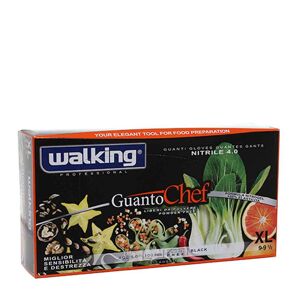 100 Guanti Chef Monouso In Nitrile Nero Walking Taglia Xl 9-9,5