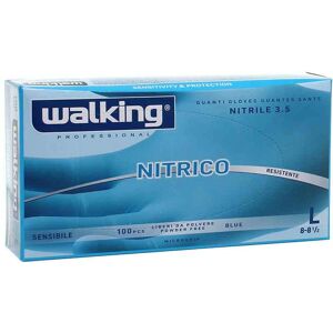 100 Guanti Monouso In Nitrile Azzurro Walking Nitrico Taglia L 8-8,5