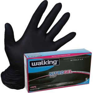 100 Guanti Monouso In Nitrile Walking Nitrogel Nero