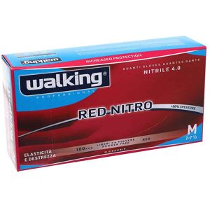 100 Guanti Monouso In Nitrile Rossi Walking Red Nitro Taglia M 7-7,5