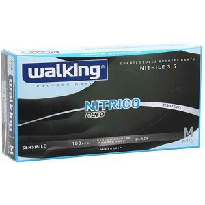 100 Guanti Monouso In Nitrile Walking Nitrico Nero Taglia M 7-7,5