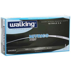 100 Guanti Monouso In Nitrile Walking Nitrico Nero Taglia L 8-8,5