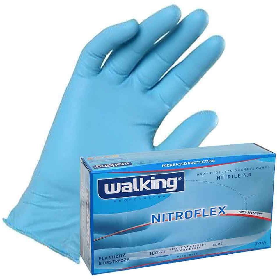 100 Guanti Monouso In Nitrile Walking Nitroflex 4 G