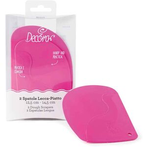 Decora Set 2 Spatole Lecca Piatto In Plastica Fucsia 12,5 E 14,5 Cm