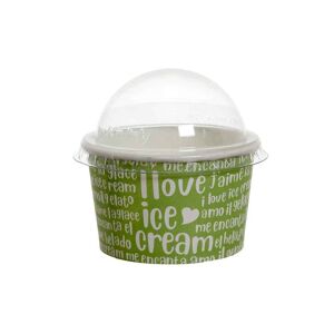 Poloplast 100 Coppette Gelato In Carta Funny Verde 250ml Con Coperchio A Cupola