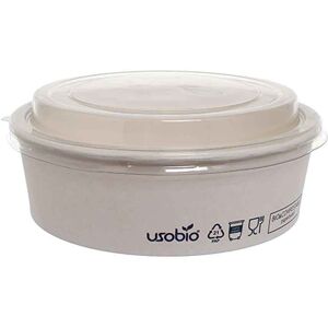 UsoBio 25 Ciotole Con Coperchio In Cartoncino Compostabile Ø18,5 X H 8 Cm