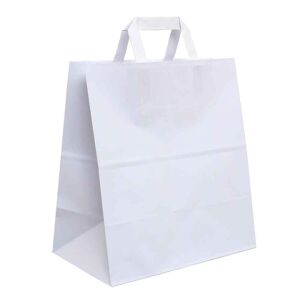PapoLab 200 Shopper Buste In Carta Bianco Tinta Unita Da Asporto 27x16 H29 Cm