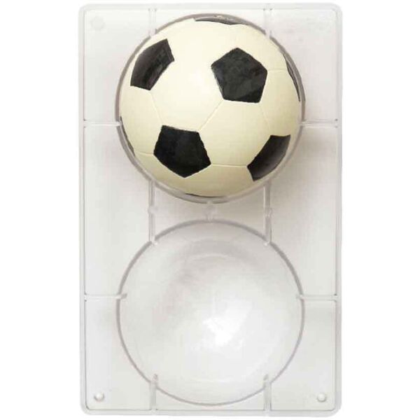 stampo 2 forme di cioccolato pallone calcio in policarbonato Ø 12 cm decora