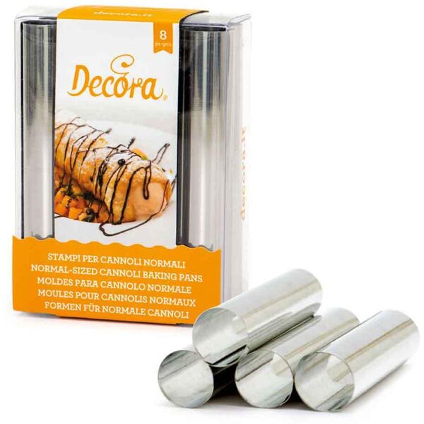 decora 8 forme stampo per cannoli in acciaio inox Ø2 x 12 cm