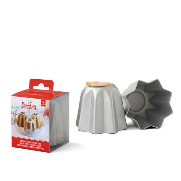 decora 3 stampi mini pandoro 70g in alluminio anodizzato Ø7,5 x h 6,5 cm