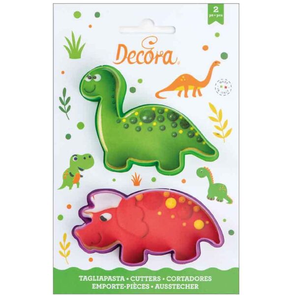 decora set 2 cutters tagliapasta in plastica animali dinosauri