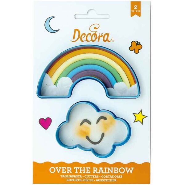 decora set 2 cutters tagliapasta in plastica arcobaleno e nuvola