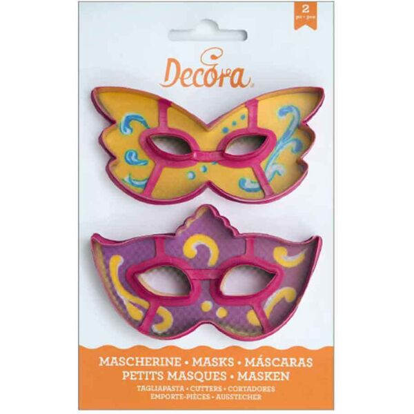 decora set 2 cutters tagliapasta in plastica maschera di carnevale