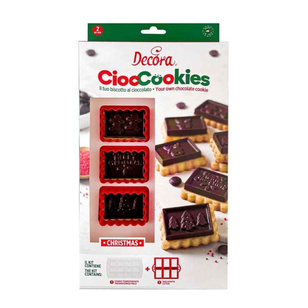 decora set tagliapasta e stampo cioccolato per 6 biscotti natalizi