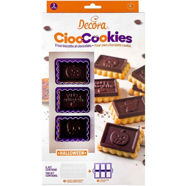 decora set tagliapasta e stampo cioccolato per 6 biscotti di halloween