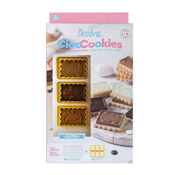 decora set tagliapasta e stampo cioccolato per 6 biscotti tema pasqua