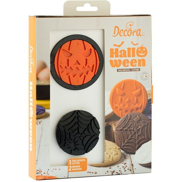 decora set 1 cutters tagliapasta in plastica con 2 imprimi decoro halloween