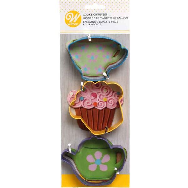 set 3  cutters tagliapasta in metallo colorato tea party wilton